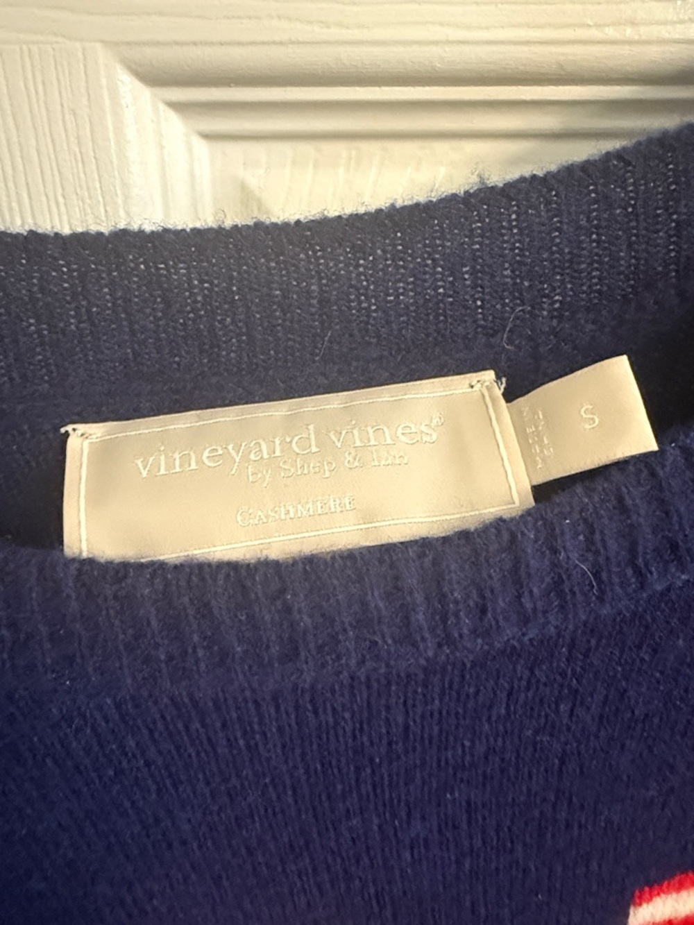 Vineyard Vines Navy Crewneck Sweater with American Flag Whale - Picture 2 of 5
